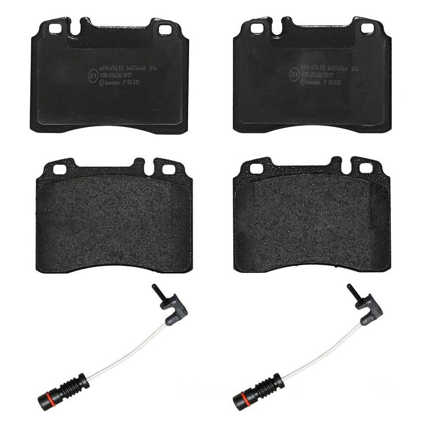 Mercedes Brakes Set Kit - Pads Front (Low-Met) (with Sensors) 005420022041 - Brembo 2128985KIT